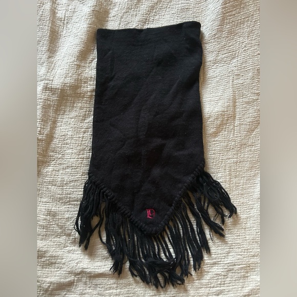 Diesel Black Fringed Scarf Logo Warm Winter Italian‎ Made Sportswear OS - Picture 9 of 10